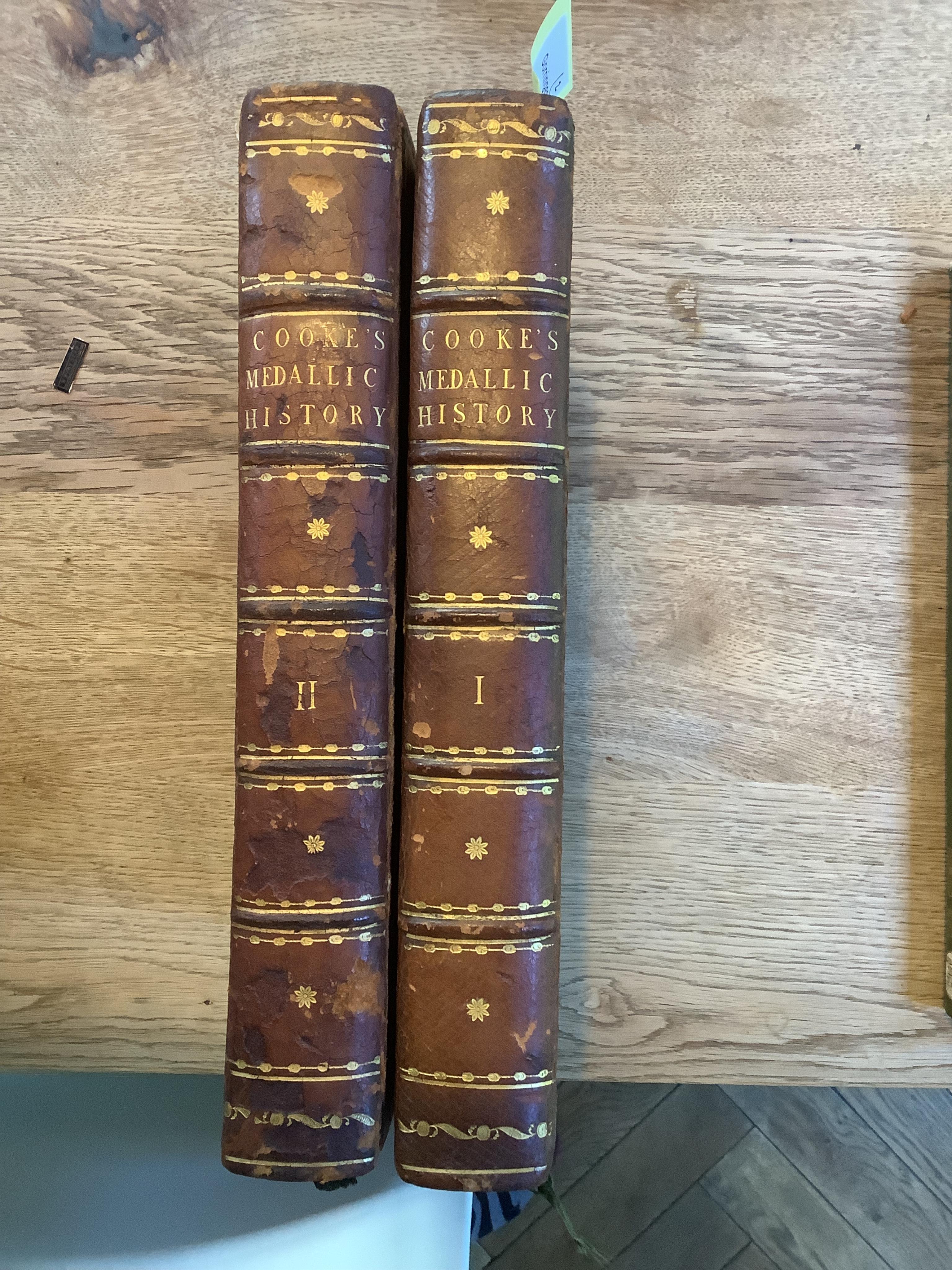 Cooke, William. The Medallic History of Imperial Rome From the first Triumvirate, under Pompey, Crassus, and Caesar, To the removal of the Imperial Seat, by Constantine the Great,.. London 1781, first edition, 4to, 2 vol